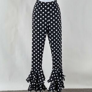 Retro look ruffled hem leggings, Black & White Medium
